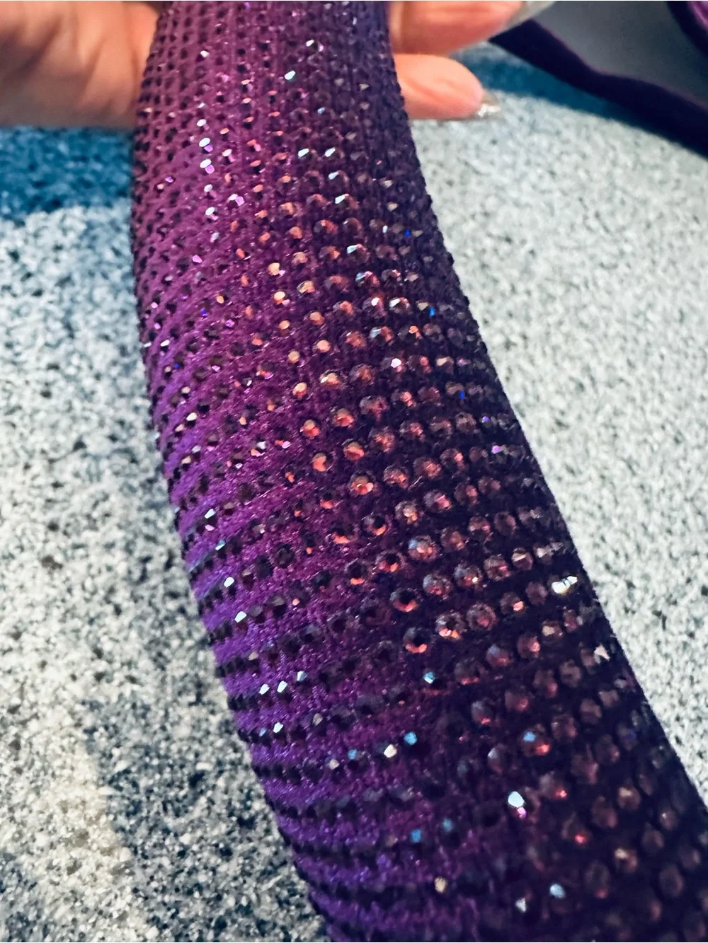 Sparkling Purple inside cloth stretch Rhinestone Steering Wheel Cover
